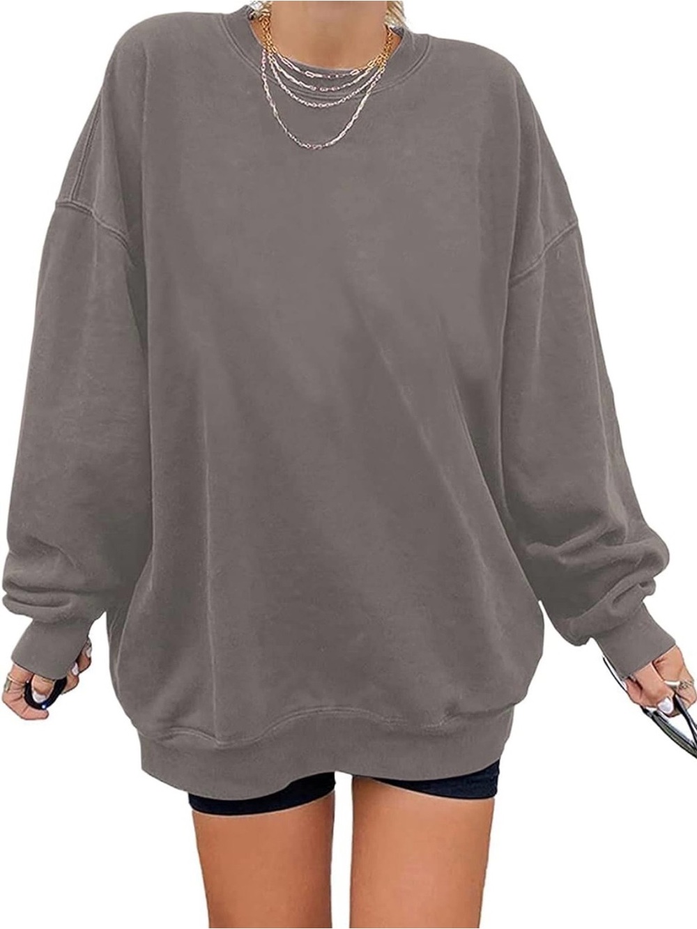 Relaxed Oversized Crewneck Sweatshirt in Gray
